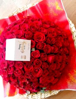 Red Roses in Red Wrap