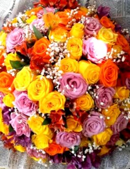 Yellow, Orange, and Purple Roses